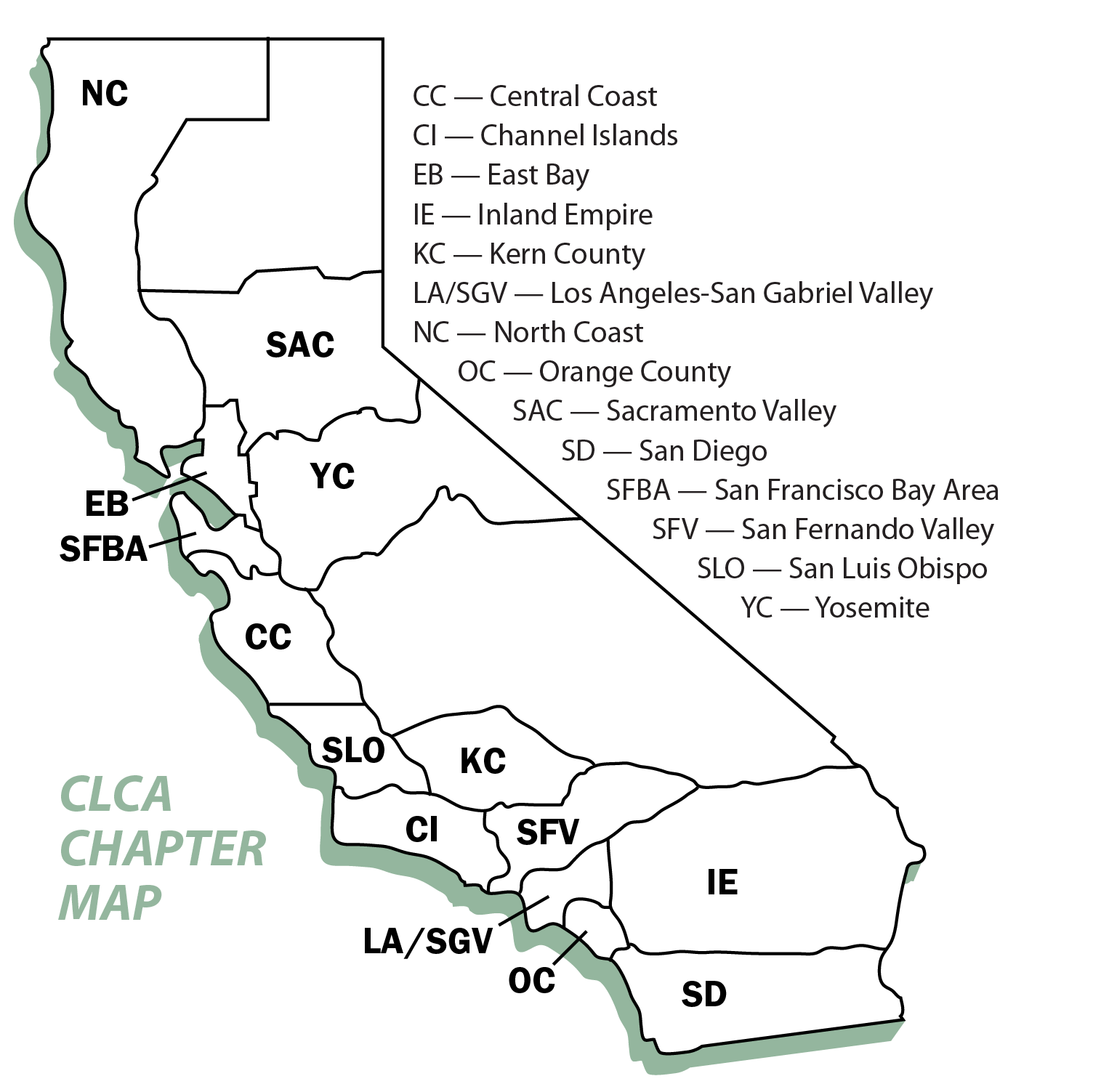 CLCA chapter map