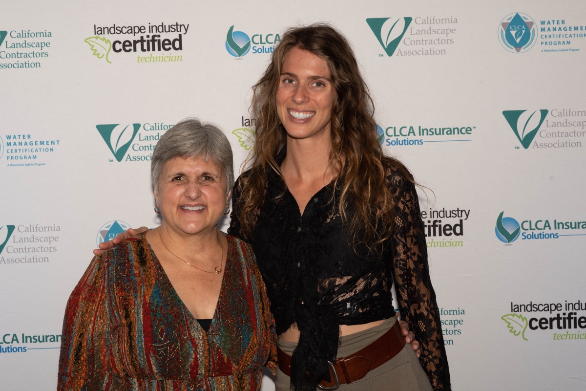 LEAF Scholarship Selection Chair Marianne Estournes re-unites with LEAF scholarship recipient Hallie Schmidt during CLCA's 2019 Annual Convention. Hallie is now the owner and chief designer of Tierra Madre.
