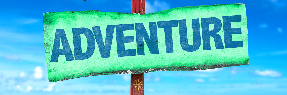 Adventure sign with beach background